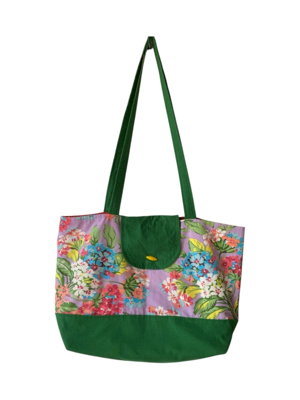 Kawaii Green Floral Artisan Handcrafted Tote Bag